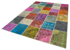 Kirk Yama Blue Patchwork Cotton Wool Handmade Area Rug 6'8'' x 9'10''
