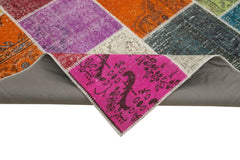 Kirk Yama Blue Patchwork Cotton Wool Handmade Area Rug 6'8'' x 9'10''