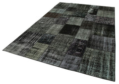 Kirk Yama Black Patchwork Cotton Wool Handmade Area Rug 6'6'' x 9'10''