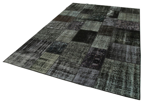Kirk Yama Black Patchwork Cotton Wool Handmade Area Rug 6'6'' x 9'10''
