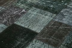 Kirk Yama Black Patchwork Cotton Wool Handmade Area Rug 6'6'' x 9'10''