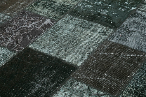 Kirk Yama Black Patchwork Cotton Wool Handmade Area Rug 6'6'' x 9'10''