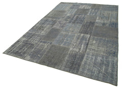 Handmade Area Rug – Grey Patchwork Cotton Wool Turkish Carpet 6'6'' x 9'10''