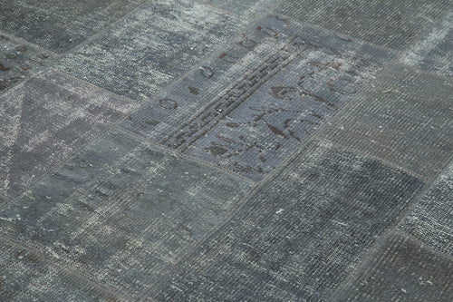 Handmade Area Rug – Grey Patchwork Cotton Wool Turkish Carpet 6'6'' x 9'10''