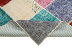 Kirk Yama Blue Patchwork Cotton Wool Handmade Area Rug 6'10'' x 9'10''