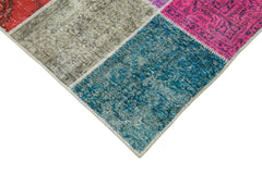 Kirk Yama Blue Patchwork Cotton Wool Handmade Area Rug 6'8'' x 9'10''