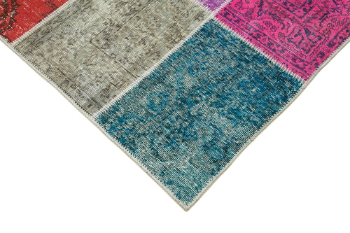 Kirk Yama Blue Patchwork Cotton Wool Handmade Area Rug 6'8'' x 9'10''