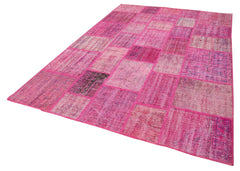 Handmade Area Rug – Pink Patchwork Wool Cotton Rug 6'9"x10'0" by Agacan