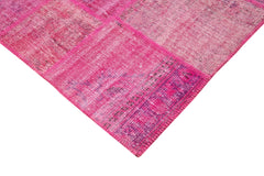 Handmade Area Rug – Pink Patchwork Wool Cotton Rug 6'9"x10'0" by Agacan