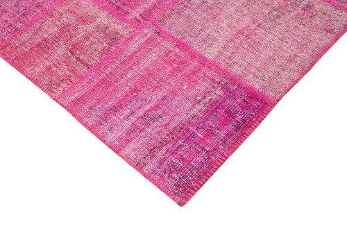 Handmade Area Rug – Pink Patchwork Wool Cotton Rug 6'9"x10'0" by Agacan