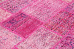 Handmade Area Rug – Pink Patchwork Wool Cotton Rug 6'9"x10'0" by Agacan
