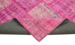 Handmade Area Rug – Pink Patchwork Wool Cotton Rug 6'9"x10'0" by Agacan