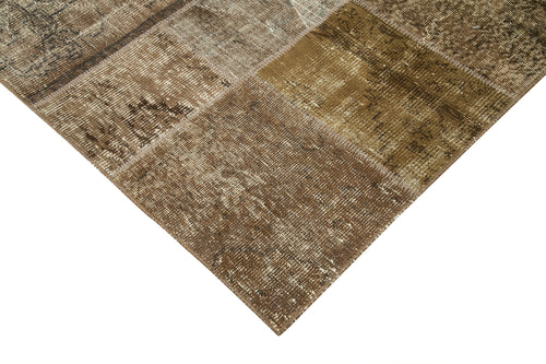 Handmade Area Rug – Brown Patchwork Cotton Wool Carpet 6'6'' x 9'10'' Soft Durable