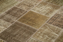 Handmade Area Rug – Brown Patchwork Cotton Wool Carpet 6'6'' x 9'10'' Soft Durable