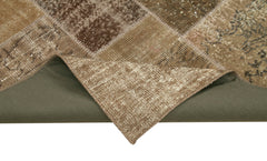 Kirk Yama Brown Patchwork Cotton Wool Handmade Area Rug 6'6'' x 9'10''