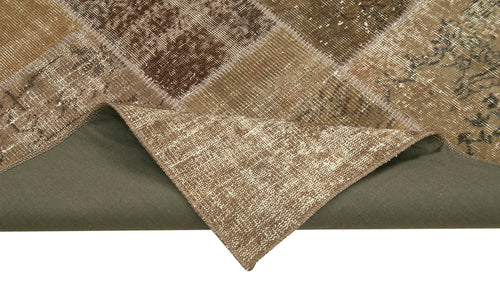 Kirk Yama Brown Patchwork Cotton Wool Handmade Area Rug 6'6'' x 9'10''