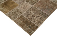 Handmade Area Rug – Brown Patchwork Cotton Wool Rug 6'6"x9'9" Durable Soft