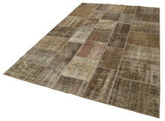 Handmade Area Rug - Brown Patchwork Wool Cotton Carpet 6'5''x9'10'' by Agacan