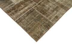 Handmade Area Rug - Brown Patchwork Wool Cotton Carpet 6'5''x9'10'' by Agacan