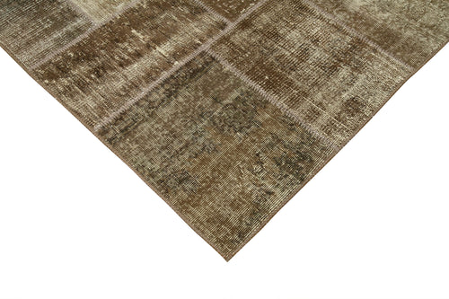 Handmade Area Rug - Brown Patchwork Wool Cotton Carpet 6'5''x9'10'' by Agacan