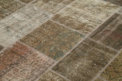 Handmade Area Rug - Brown Patchwork Wool Cotton Carpet 6'5''x9'10'' by Agacan