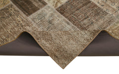 Handmade Area Rug - Brown Patchwork Wool Cotton Carpet 6'5''x9'10'' by Agacan