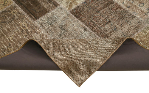 Handmade Area Rug - Brown Patchwork Wool Cotton Carpet 6'5''x9'10'' by Agacan