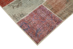Handmade Area Rug - Kirk Yama Blue Patchwork Cotton Wool Carpet 4'9''x6'9''