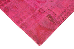 Kirk Yama Pink Patchwork Cotton Wool Handmade Area Rug 4'11'' x 6'8''
