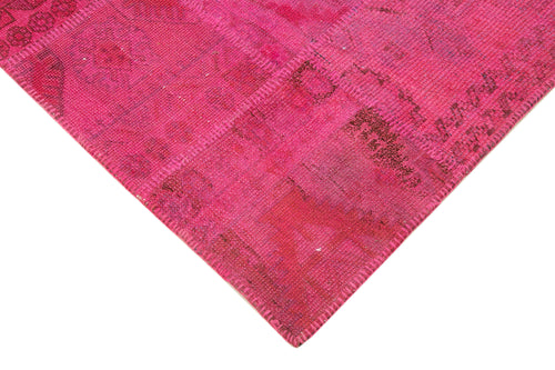 Kirk Yama Pink Patchwork Cotton Wool Handmade Area Rug 4'11'' x 6'8''