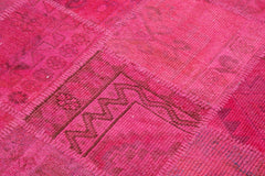 Kirk Yama Pink Patchwork Cotton Wool Handmade Area Rug 4'11'' x 6'8''
