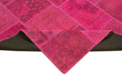 Kirk Yama Pink Patchwork Cotton Wool Handmade Area Rug 4'11'' x 6'8''