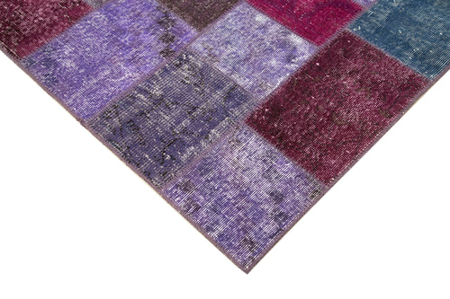 Kirk Yama Purple Patchwork Cotton Wool Handmade Area Rug 4'8'' x 6'7''