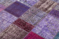 Kirk Yama Purple Patchwork Cotton Wool Handmade Area Rug 4'8'' x 6'7''