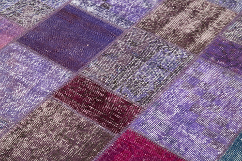 Kirk Yama Purple Patchwork Cotton Wool Handmade Area Rug 4'8'' x 6'7''