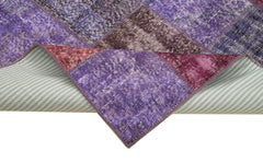 Kirk Yama Purple Patchwork Cotton Wool Handmade Area Rug 4'8'' x 6'7''