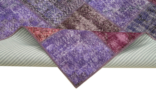 Kirk Yama Purple Patchwork Cotton Wool Handmade Area Rug 4'8'' x 6'7''