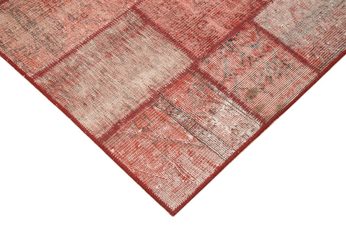 Handmade Area Rug – Kirk Yama Red Patchwork Cotton Wool Vintage Turkish Carpet 4'8''x6'5''