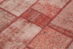 Handmade Area Rug – Kirk Yama Red Patchwork Cotton Wool Vintage Turkish Carpet 4'8''x6'5''