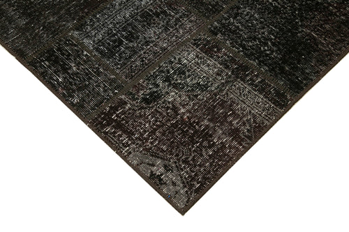Kirk Yama Black Patchwork Cotton Wool Handmade Area Rug 4'6'' x 6'7''