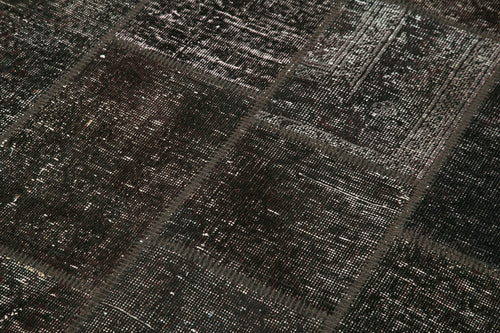 Kirk Yama Black Patchwork Cotton Wool Handmade Area Rug 4'6'' x 6'7''