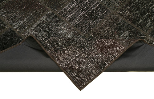 Kirk Yama Black Patchwork Cotton Wool Handmade Area Rug 4'6'' x 6'7''