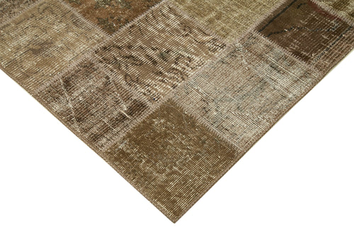 Kirk Yama Brown Patchwork Cotton Wool Handmade Area Rug 4'8'' x 6'9''