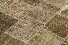 Kirk Yama Brown Patchwork Cotton Wool Handmade Area Rug 4'8'' x 6'9''
