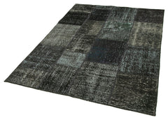 Kirk Yama Black Patchwork Cotton Wool Handmade Area Rug 4'9'' x 6'7''