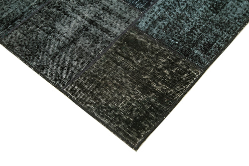 Kirk Yama Black Patchwork Cotton Wool Handmade Area Rug 4'9'' x 6'7''