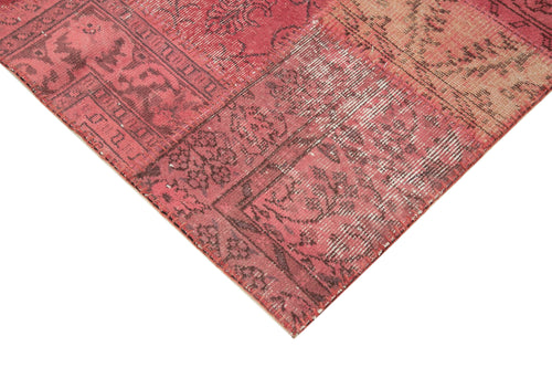 Handmade Area Rug – Pink Patchwork Carpet | Cotton Wool Vintage Floor Covering 3'11"x6'5"