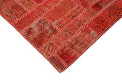 Kirk Yama Red Patchwork Cotton Wool Handmade Area Rug 4'5'' x 6'3''