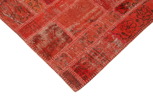 Kirk Yama Red Patchwork Cotton Wool Handmade Area Rug 4'5'' x 6'3''