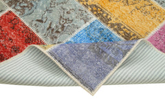 Kirk Yama Blue Patchwork Cotton Wool Handmade Area Rug 4'8'' x 6'6''